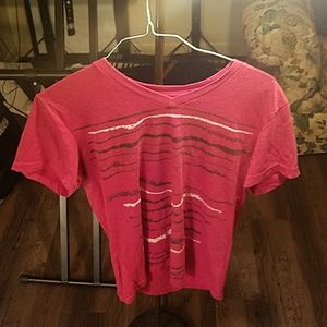 Red graphic designed cotton medium vneck shirt